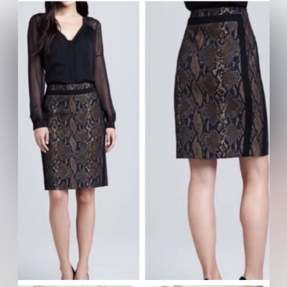 Diane Von Furstenberg DVF Panel Marta Framed Python Snake Skirt Size 4